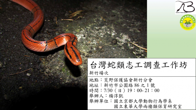 0730 日 台灣蛇類志工調查工作坊 荒野保護協會